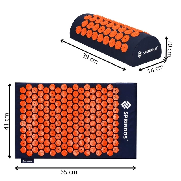 Mata zdrowotna do akupresury Springos FA0155 z kolcami z poduszką 65 x 41 cm Pomarańczowo-ciemno-niebieska (5907719490212) - obraz 12