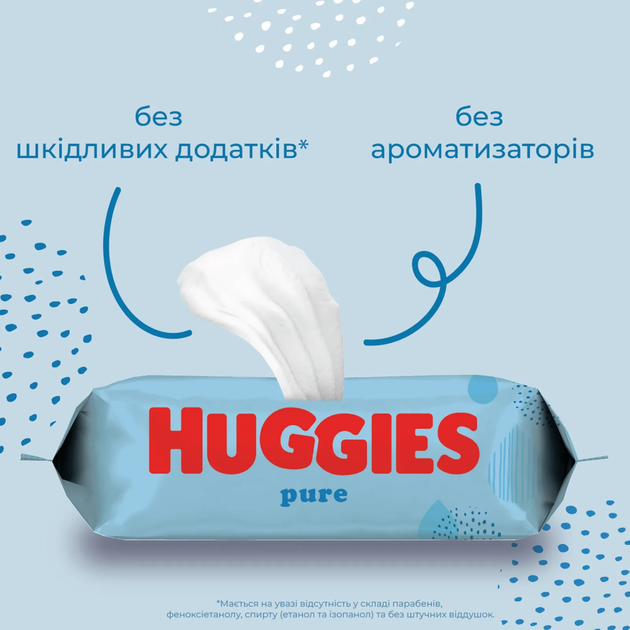 Вологі серветки Huggies (Хаггіс) Pure на 168 шт - зображення 5