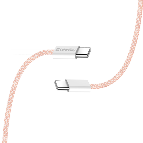 Кабель USB PD Type-C/Type-C ColorWay CW-CBPDCC061-P 3,0A 60W 1м рожевий - Фото 2 Кабель USB PD Type-C/Type-C ColorWay CW-CBPDCC061-P 3,0A 60W 1м рожевий - зображення 2