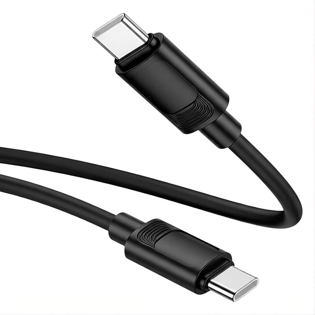 Кабель Hoco X122 USB-C/USB-C, 60W, силикон, 1 м, быстрая зарядка, черный - изображение 4
