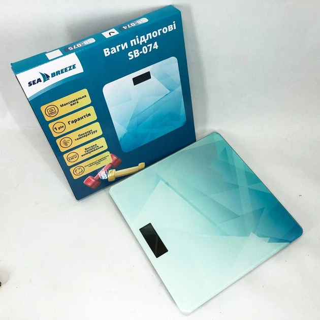 Напольные электронные весы SeaBreeze SB-074 с батарейкой 2ААА и датчиком температуры - изображение 5