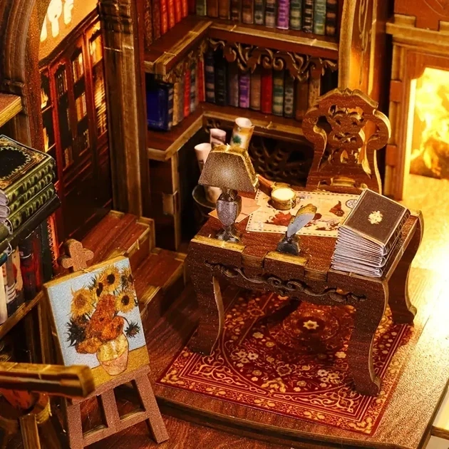 Конструктор Book Nook "Library of Books" Sl-06 NB1920 - Бук Нук Библиотека, DIY румбокс на книжную полку с подсветкой - Фото 5 Конструктор Book Nook "Library of Books" Sl-06 NB1920 - Бук Нук Библиотека, DIY румбокс на книжную полку с подсветкой - изображение 5
