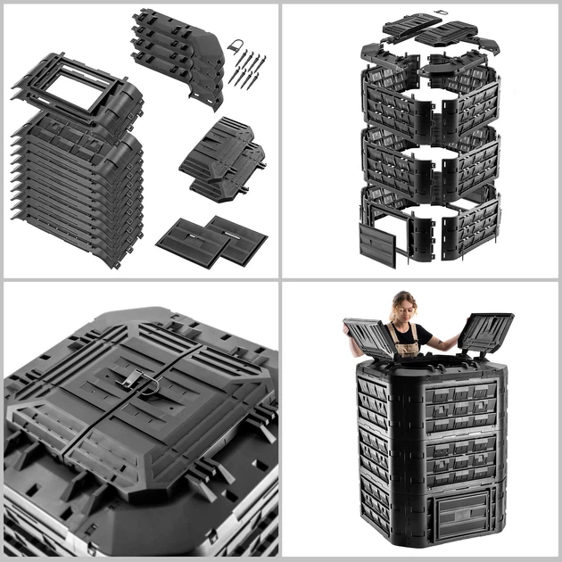 Садовий компостер Kadax Fixem 950 л Чорний K10268 (5903699499016) - зображення 10