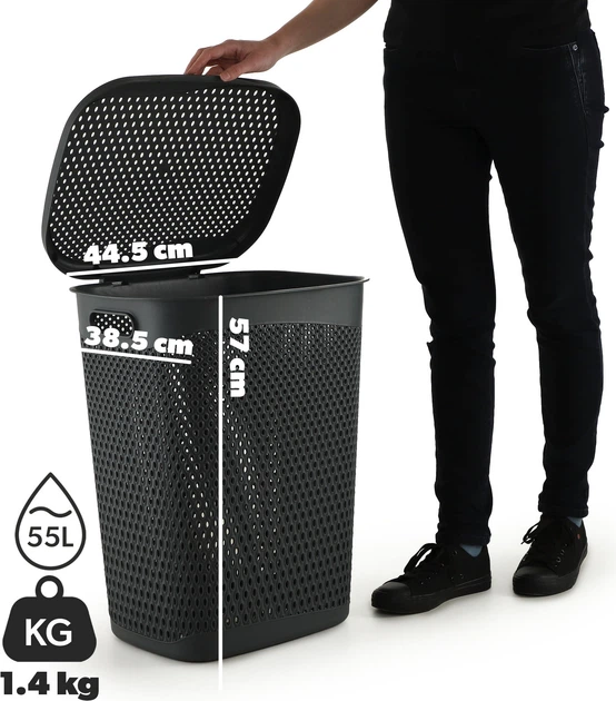 Кошик для білизни Kadax Briec 55 л Темно-сірий K9627 (5903699491959) - зображення 4