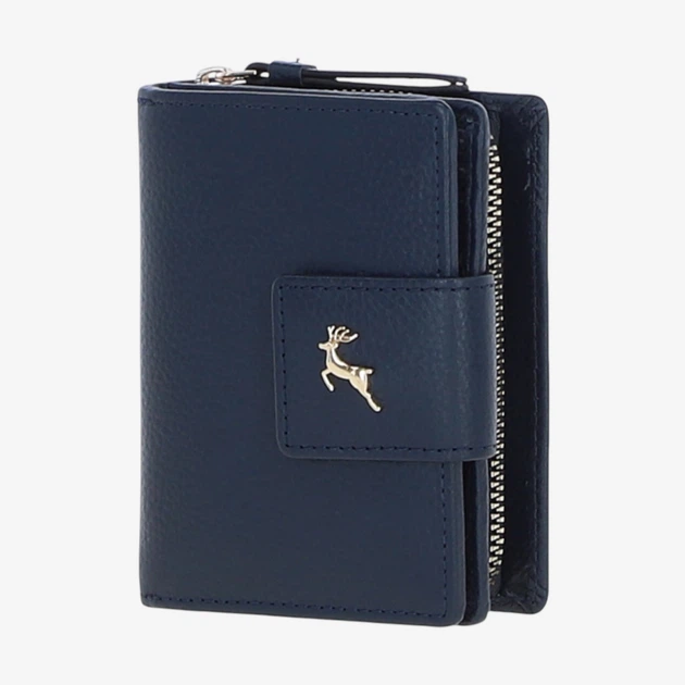 Женский кожаный кошелек Ashwood X30 Navy — Компактный вертикальный на кнопке, Внешняя монетница, RFID-защита, Натуральная зернистая кожа, Темно-синий - Фото 7 Женский кожаный кошелек Ashwood X30 Navy — Компактный вертикальный на кнопке, Внешняя монетница, RFID-защита, Натуральная зернистая кожа, Темно-синий - изображение 7