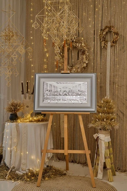 Серебряная икона Тайная вечеря (0287 5S DM 8330 GY) 79x51 см - изображение 4