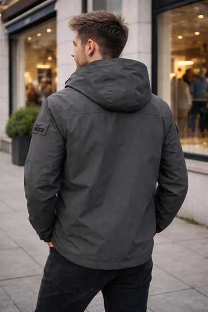 Чоловіча куртка-двосторонка у стильному графітово-чорному кольорі XL - изображение 5