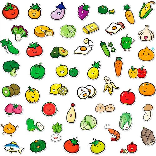 Набір наліпок Фрукти та овочі Cute Food 50 шт - зображення 5