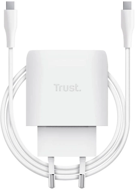 Зарядний пристрій Trust Maxo 45Вт, GaN, USB-C PD/PPS White (25522) - зображення 1