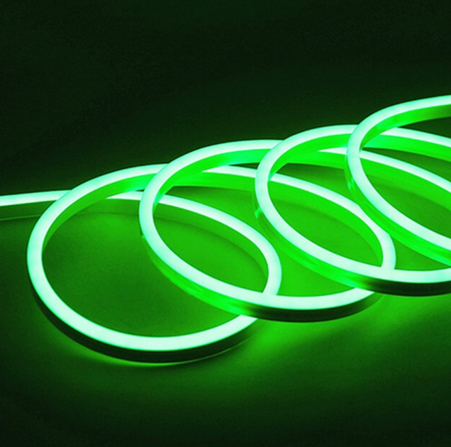Стрічка гнучка силіконова LED NEON Green 12V-220V ART 0764 Неонова стрічка Зелена 5м - зображення 2