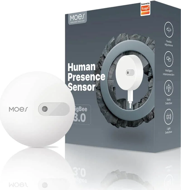 Датчик присутності Moes Zigbee 3.0 Tuya Білий (ZSS-LP-HP02) - зображення 3