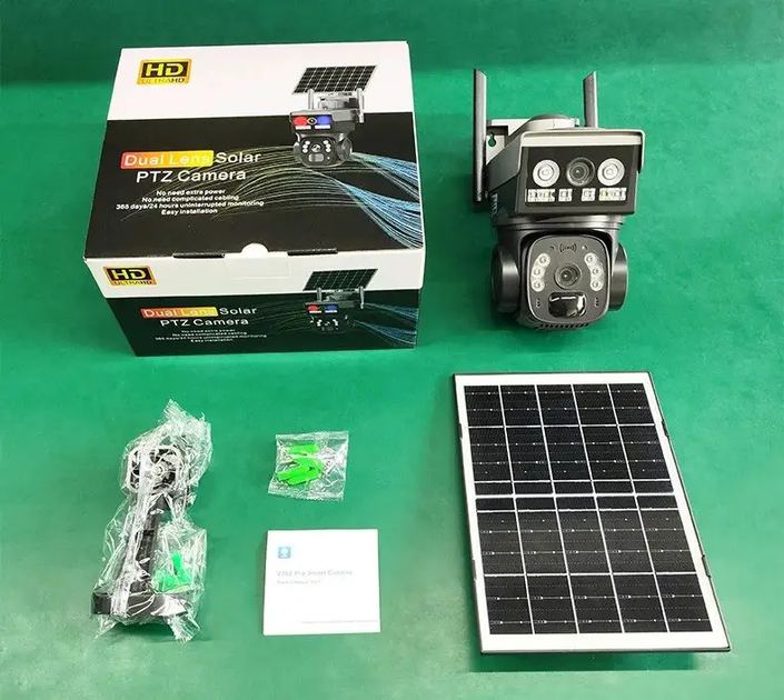 IP камера видеонаблюдения RIAS LD010 (v380Pro APP) 4G 2 объектива 2MP+2MP с солнечной панелью Black (3_07872) - изображение 5