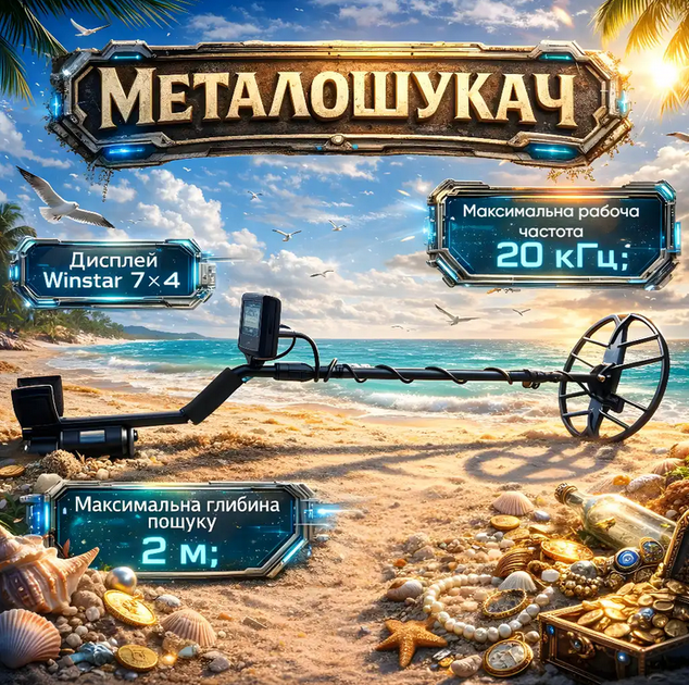 Металлоискатель Fortune 5–20 кГц, аккумулятор 2200 мАч черный - изображение 7