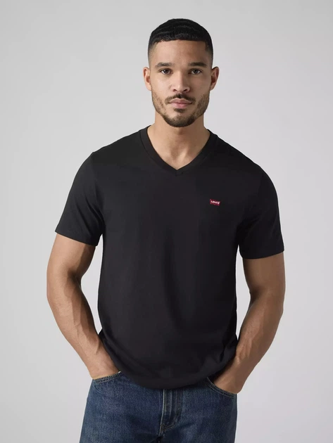 Koszulka męska bawełniana Levi's Original Hm Vneck 85641-0001 M Czarna (5400816647645) - obraz 3