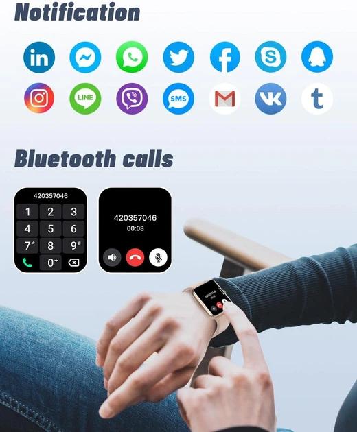Смарт-годинник 1,85″ з Bluetooth - Фото 5 Смарт-годинник 1,85″ з Bluetooth - изображение 5