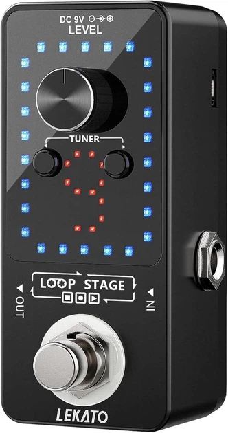 Гитарная педаль лупер LEKATO 9 Loop (Тюнер, USB), Для электрогитары/баса - изображение 2