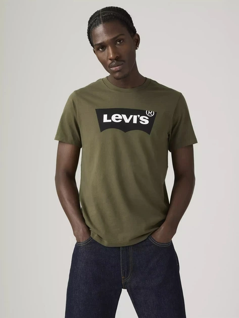 Футболка бавовняна довга чоловіча Levi`s Housemark Graphic Tee 22489-0153 L Хакі (5400599771056) - зображення 3