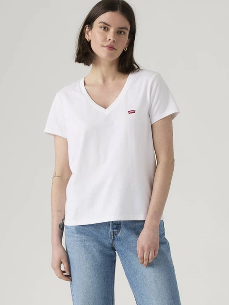 Zestaw koszulek damskich 2 szt Levi`s 2Pack Perfect Vneck 004AN-0002 M Biały/Szary (5401187368979) - obraz 2