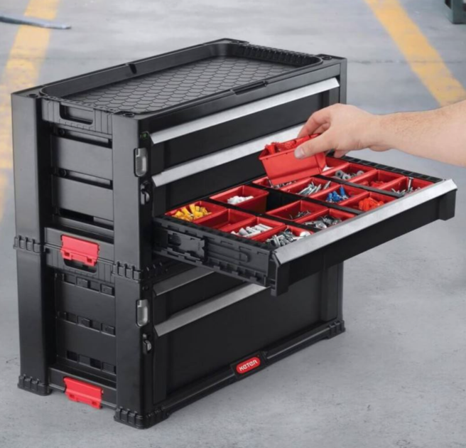 Контейнер з трьома шухлядами для зберігання інструменту Keter 3 Drawers 237791 - изображение 6