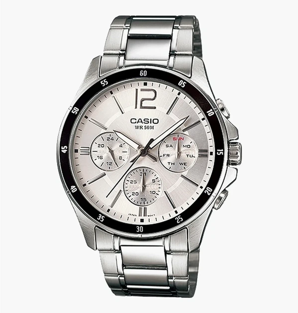 Casio MTP-1374D-7A мужские кварцевые часы стальной браслет серебристый циферблат - Фото 1 Casio MTP-1374D-7A мужские кварцевые часы стальной браслет серебристый циферблат - изображение 1