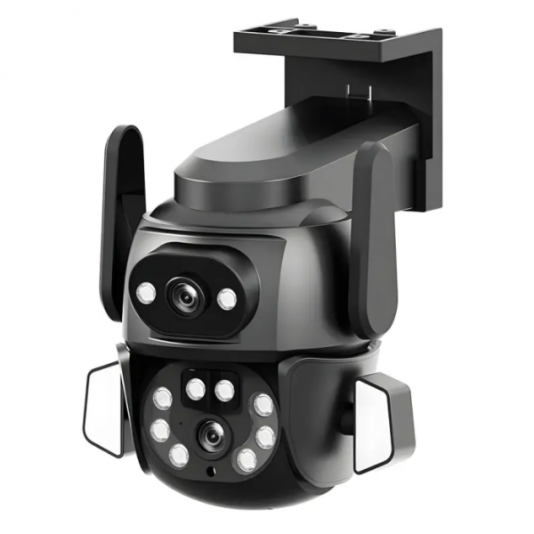 Камера наружная поворотная уличная двойная WIFI DOUL CAM Q-821 FULL-HD 4Mp Ночная сьемка Черная - изображение 5