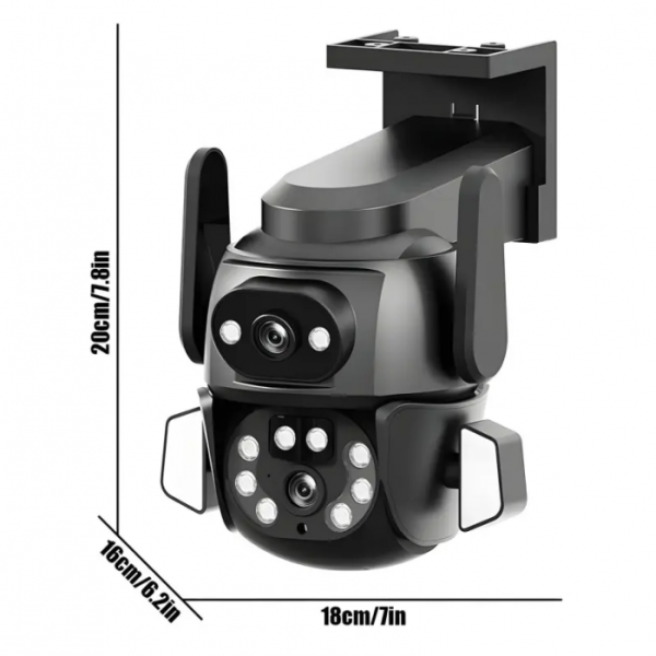 Камера наружная поворотная уличная двойная WIFI DOUL CAM Q-821 FULL-HD 4Mp Ночная сьемка Черная - изображение 7