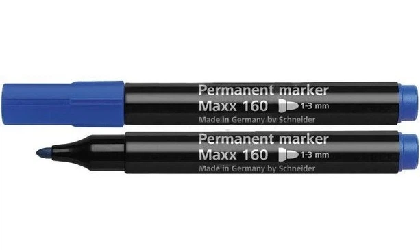 Маркер перманентний Schneider MAXX 160 синій 2-3 мм круглий (S116003) - Фото 1 Маркер перманентний Schneider MAXX 160 синій 2-3 мм круглий (S116003) - зображення 1