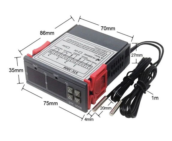 Терморегулятор цифровой DC 12V STC-3008 - изображение 2