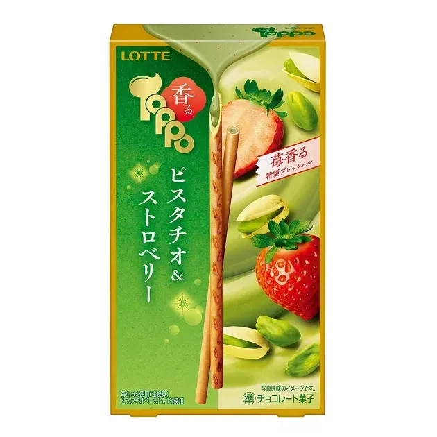 LOTTE Toppo Pistachio палочки с фисташково-клубничным кремом, 72 г - Фото 1 LOTTE Toppo Pistachio палочки с фисташково-клубничным кремом, 72 г - изображение 1