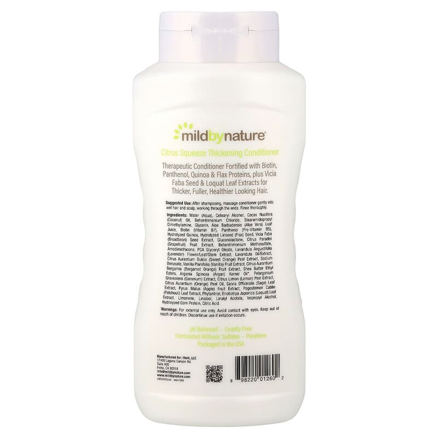 Кондиціонер для густини волосся, Mild By Nature, Thickening Conditioner, з біотином і соком цитруса, 473 мл - зображення 2