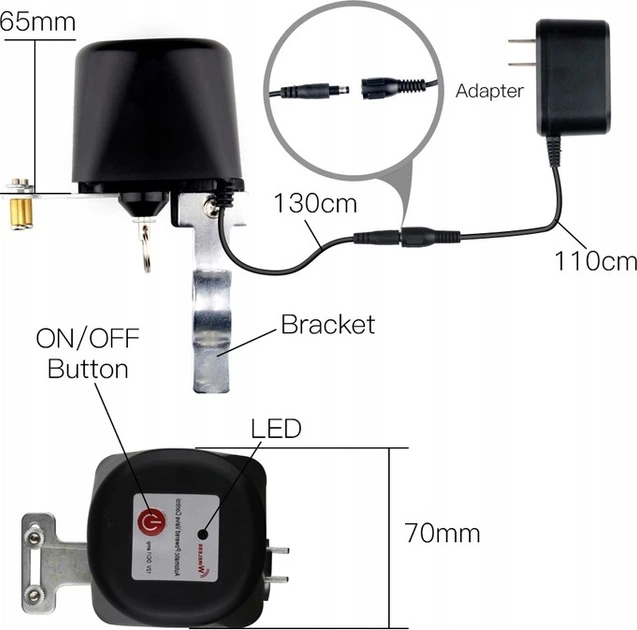 Розумний клапан для води та газу Moes Wi-Fi Tuya (WV-LZ-BK) - зображення 5