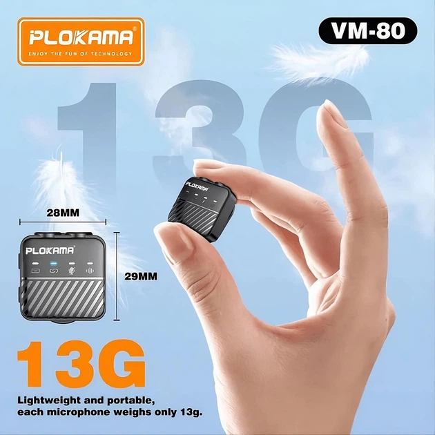 Беспроводная петличная система PLOKAMA VM-80, 2 микрофона, 2.4 ГГц, ENC, до 25 м, черная - изображение 4