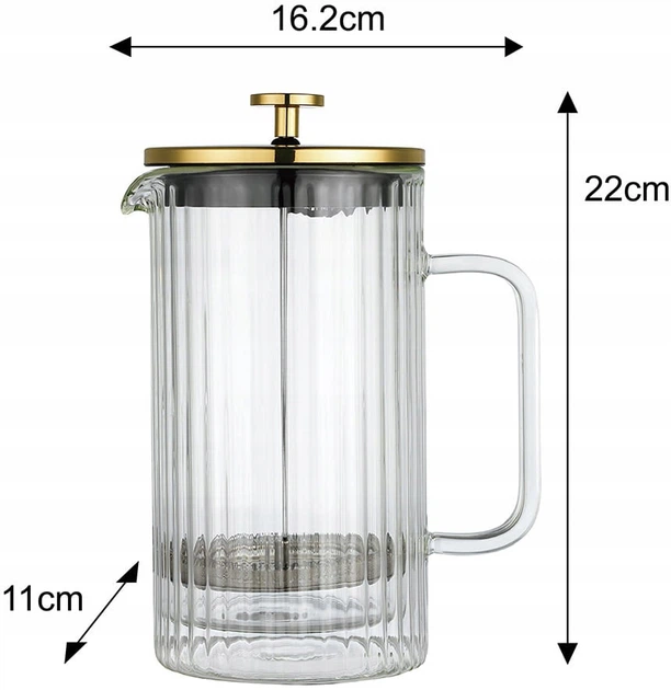 Скляна кавоварка та чайник заварник Klausberg Kb7761 French Press 1000 мл для 8 чашок кави чи чаю 1 літр френч прес - изображение 4