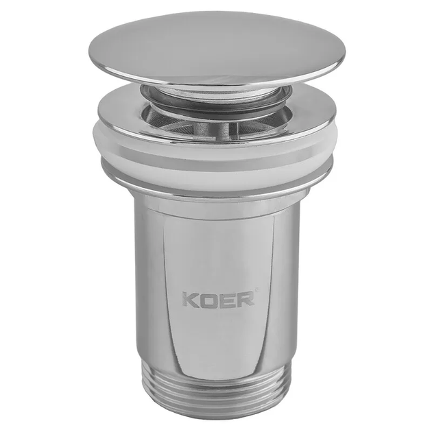 Донный клапан для раковины Koer PW-08-01 1 1/4'' без перелива автоматический СLICK-СLACK (Цвет хром - Фото 1 Донный клапан для раковины Koer PW-08-01 1 1/4'' без перелива автоматический СLICK-СLACK (Цвет хром - изображение 1