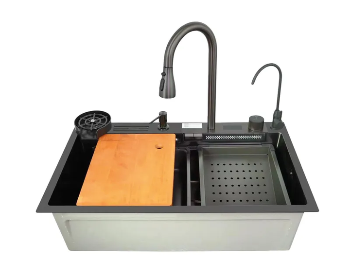Мийка багатофункціональна Zerix ZH7546-SET-07 Micro Decor Graphite з вбудованим змішувачем з нерж.сталі (ZM5591) - зображення 2