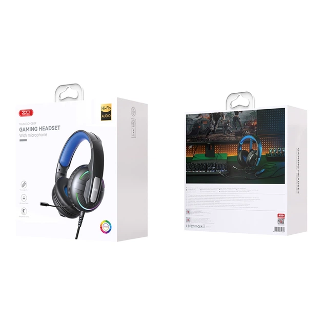 Игровые Наушники XO-GE-09 Static RGB Long Mic Headworn USB/AUX 3.5 (with adapter cable) кабель длинной 2м с регулятором звука,совместимость ПК, ноутбук Black - изображение 2