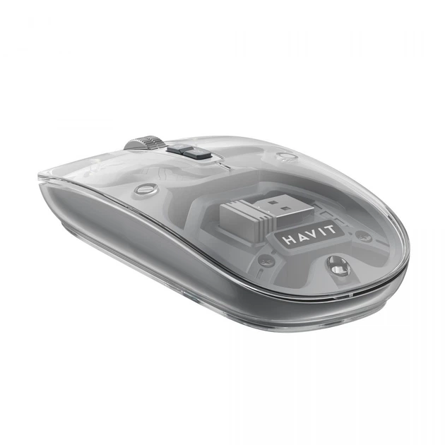 Бездротова миша дворежимна HAVIT MS62WB Pro Transparent Gray - изображение 5