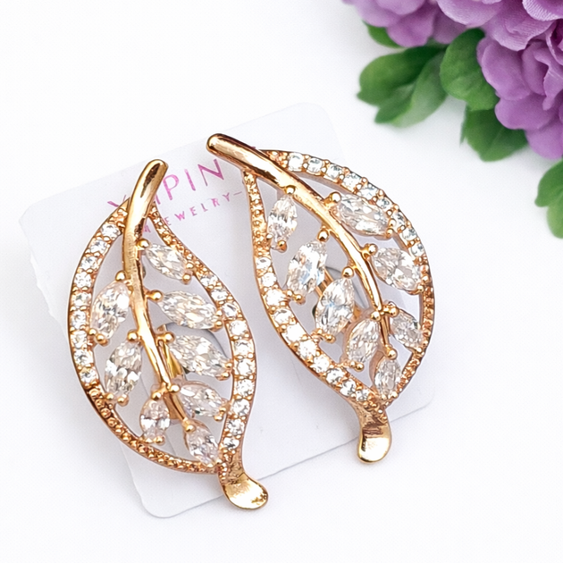 Серьги Xuping Jewelry длина 2.6см ширина 1.3см медицинское золото позолота 18К с1664 - Фото 1 Серьги Xuping Jewelry длина 2.6см ширина 1.3см медицинское золото позолота 18К с1664 - изображение 1