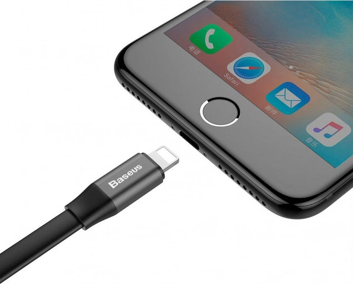 Кабель USB Baseus CALMBJ-B, USB to Lightning, 23см, 2А, Чорний, 01 - зображення 4