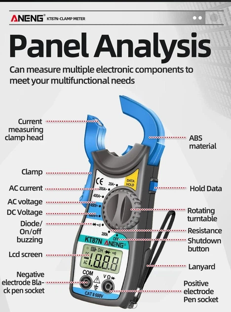 Мультиметр ANENG KT87N клещевой Mini Digital Clamp Meters AC/DC - изображение 3