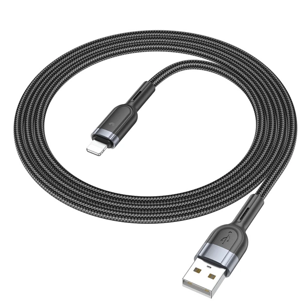 Кабель USB Hoco U117, USB to Lightning, 2.4А, 1.2m, черный - изображение 3