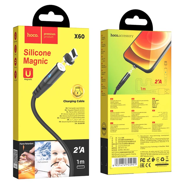 Кабель USB HOCO X60, USB - Lightning, 2А (1М) чорний - зображення 4
