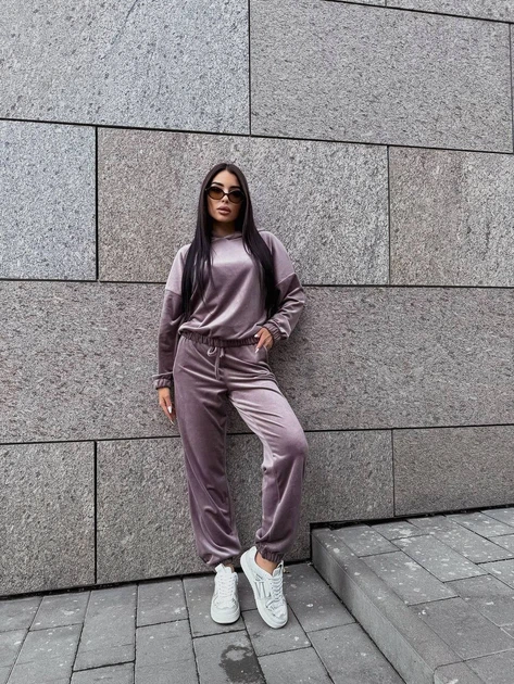 Жіночий велюровий костюм (кофта+штани) Uaclothes M-L Бузковий (like36800-172271375) - зображення 4