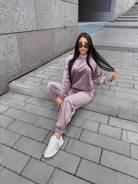 Жіночий велюровий костюм (кофта+штани) Uaclothes M-L Бузковий (like36800-172271375) - зображення 6
