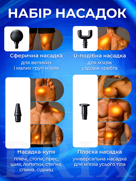 Масажер перкусійний Сірий 2400 mAh 6 режимів 4 насадки - зображення 3
