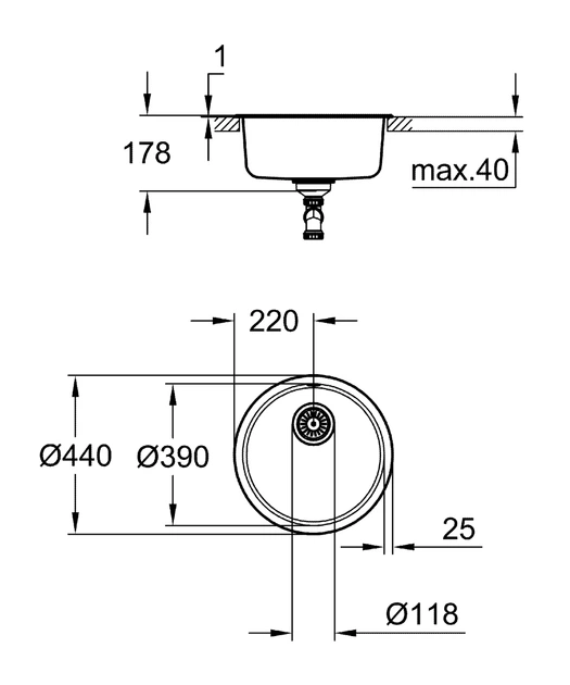 Мийка для кухні Grohe нержавіюча сталь 440х440 мм (610156) - зображення 3