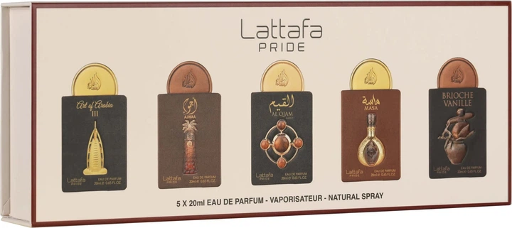 Набір парфумованих вод унісекс Lattafa Pride Art Of Arabia III 20 мл + Ajwaa 20 мл + Al Qiam Gold 20 мл + Masa 20 мл + Brioche Vanille 20 мл (6290362348085) - зображення 1