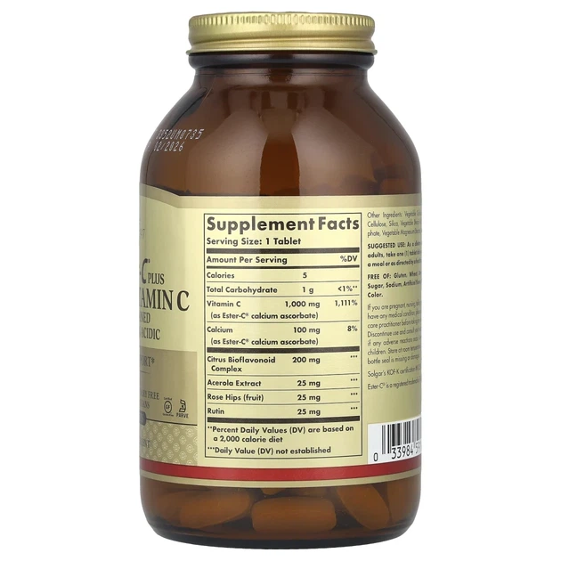 Вітамін C Solgar (Ester-C Plus) 1000 мг 180 таблеток (SOL-59197) - изображение 2