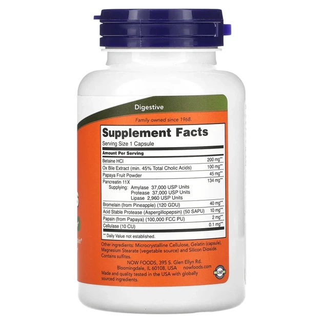 Натуральні ферменти для травлення Now Foods (Super Enzymes) 90 капсул (NOW-02963) - зображення 2