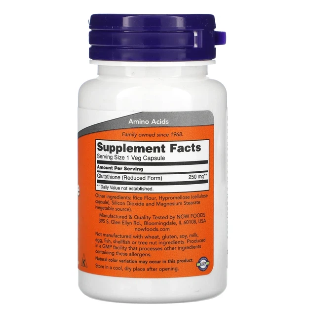 Глутатіон Now Foods (Glutathione) 250 мг 60 капсул (NOW-00096) - Фото 2 Глутатіон Now Foods (Glutathione) 250 мг 60 капсул (NOW-00096) - изображение 2